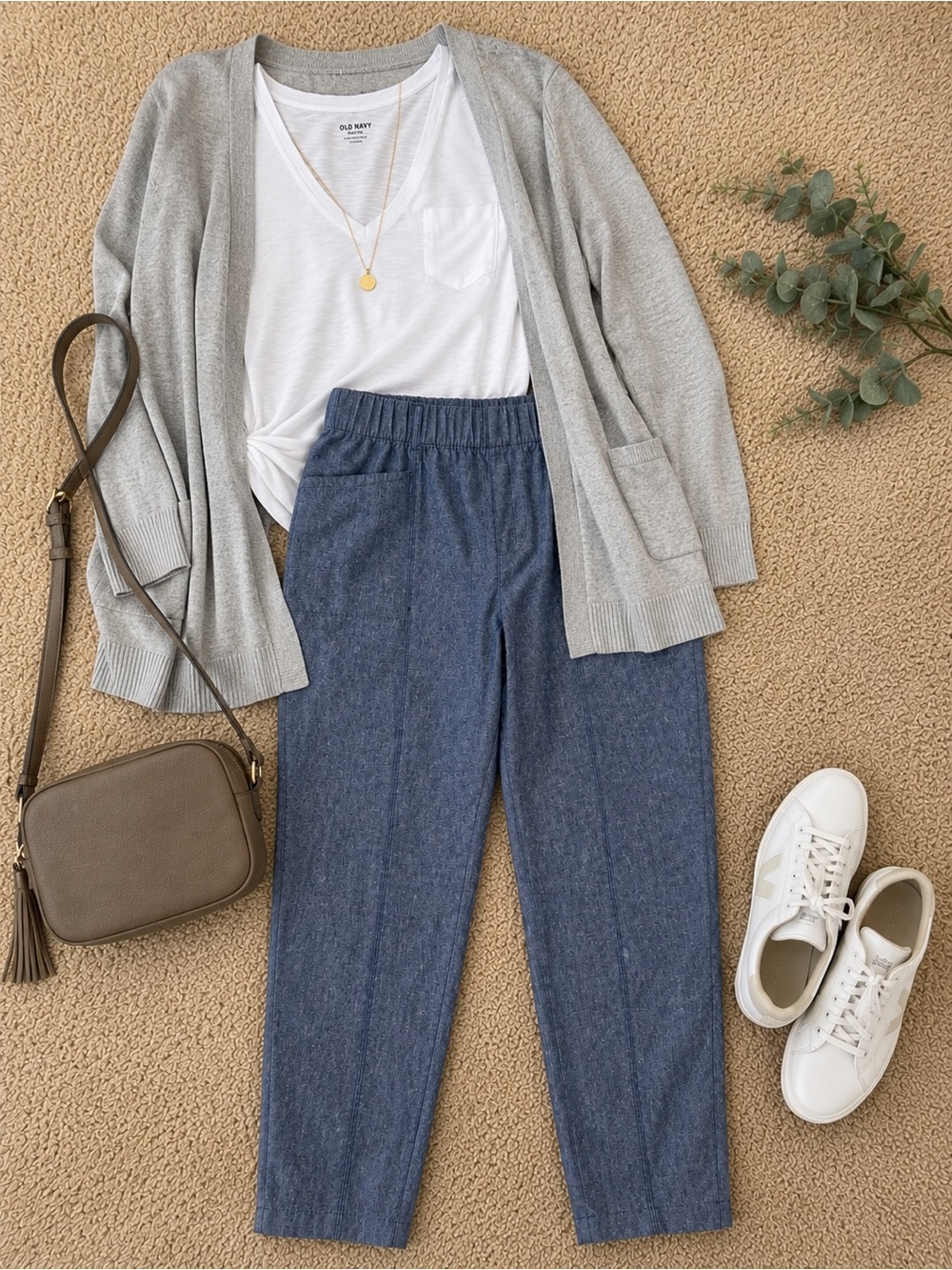 Classic Elastic-Waist Blue Pants XL pull on lightweight office or casual